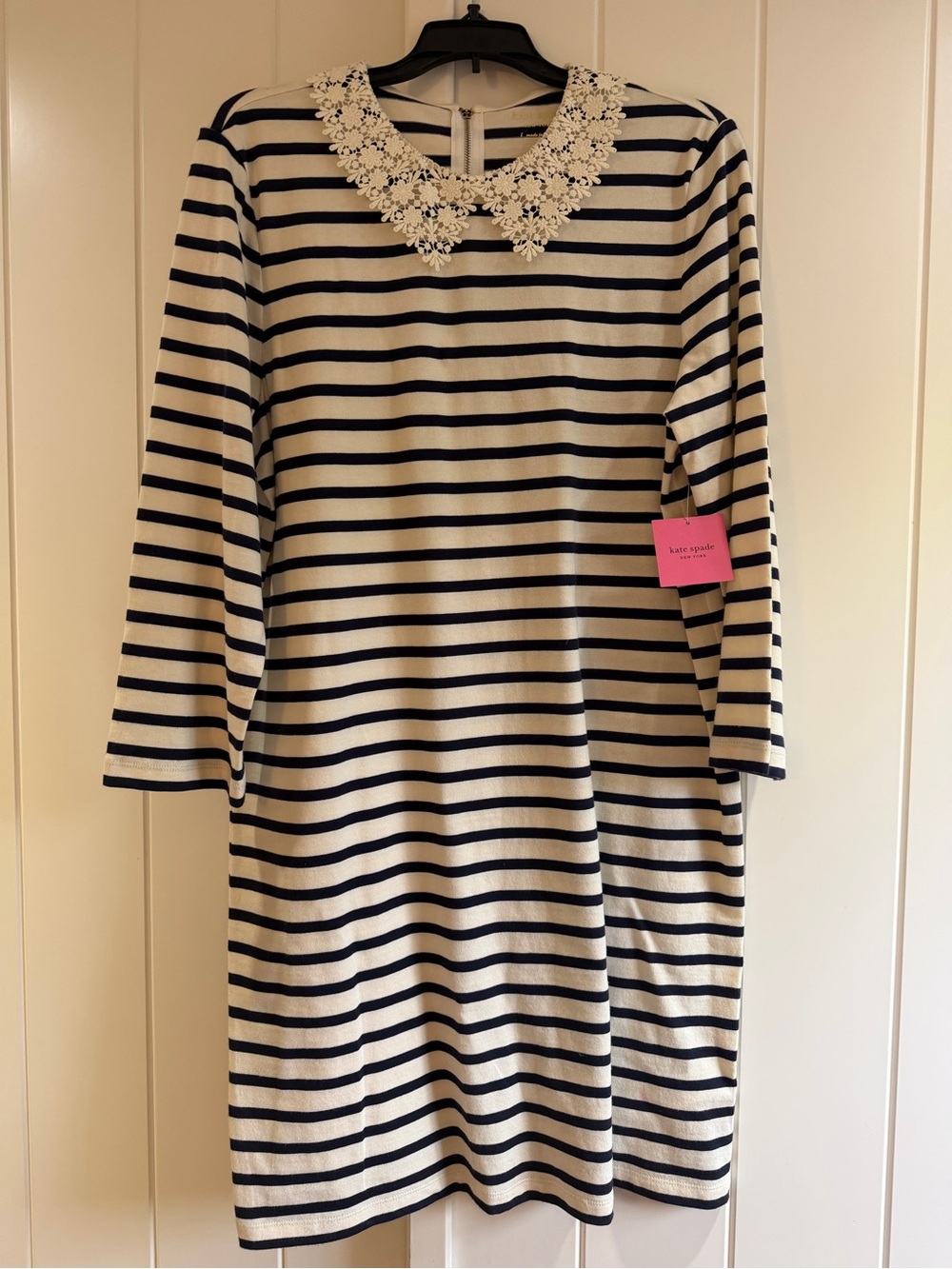 Kate Spade Navy and Cream Striped Women’s Dress with Lace Collar